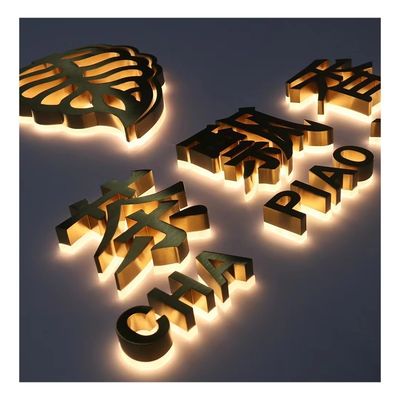 Adaptor Power Supply Customized Outdoor Stainless Steel LED Backlit Illuminated Signs