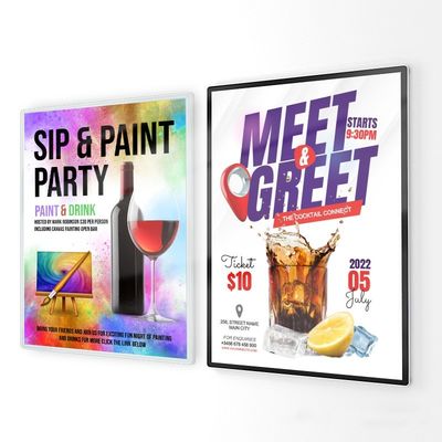 Wall Mounted Aluminum Snap Frame for Restaurant Menu and Ultra Thin Light Box Display