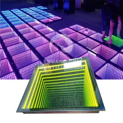 Portable 3D Infinity LED Mirror Digital Tiles Dance Floor Light for Weddings and Parties