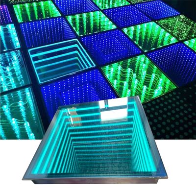 Outdoor Wedding Party Glass Dance Floor with 3D Neon Mirror Light and RGB Color Mixture