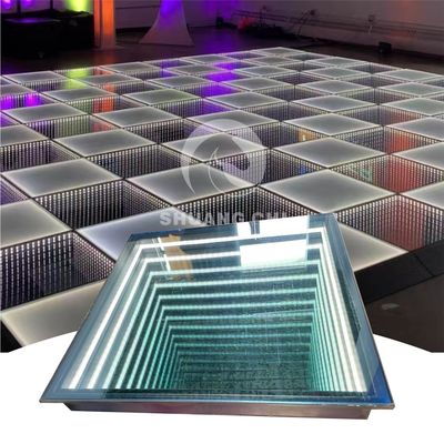 Outdoor Wedding Party Glass Dance Floor with 3D Neon Mirror Light and RGB Color Mixture