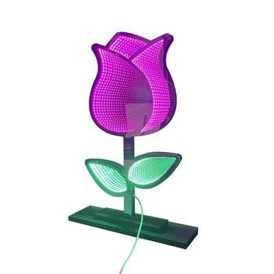 40cm Christmas Rose LED Light Acrylic Magic Mirror for Christmas Decoration Supplies