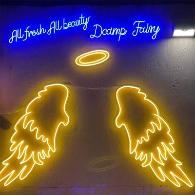 Big Angel Wings Neon Sign Eye-catching Party Event Decoration with Marquee Letters