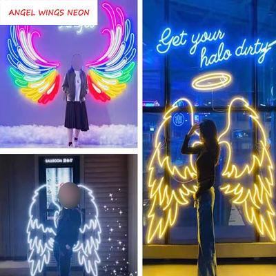 Big Angel Wings Neon Sign Eye-catching Party Event Decoration with Marquee Letters