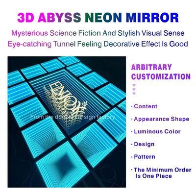 High Brightness LED Light Infinity Illusion Mirror Neon Sign for End Custom Products