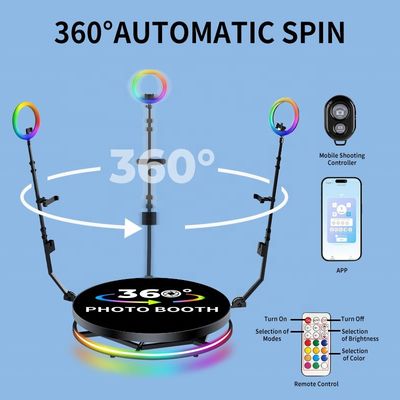 High Capacity 360 Photo Booth with Digital Backdrop Edit Software and Remote Control