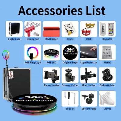 High Capacity 360 Photo Booth with Digital Backdrop Edit Software and Remote Control