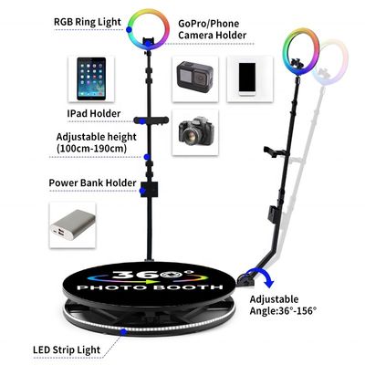 High Capacity 360 Photo Booth with Digital Backdrop Edit Software and Remote Control
