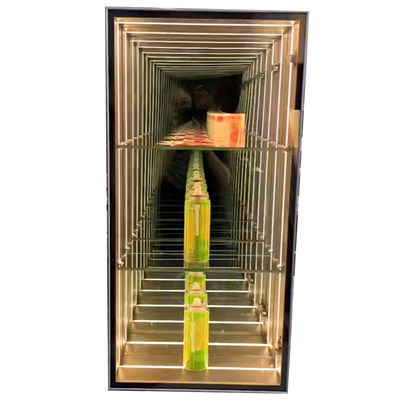 2024 High Brightness LED Light Magic Mirror Display Case for Retail Store Wine Glass