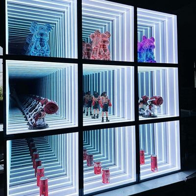 2024 High Brightness LED Light Magic Mirror Display Case for Retail Store Wine Glass