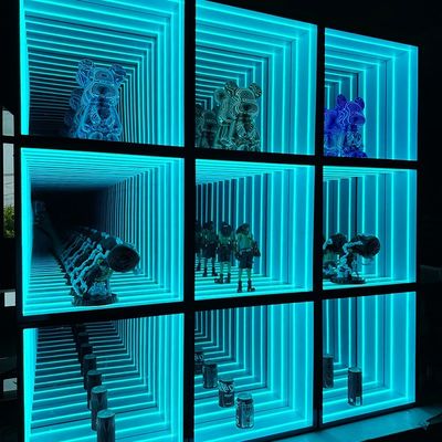 2024 High Brightness LED Light Magic Mirror Display Case for Retail Store Wine Glass
