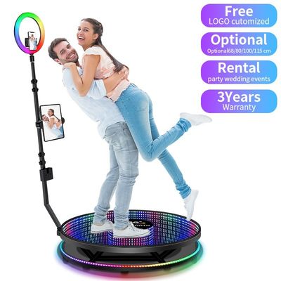 Rotating Stand Length 80-120CM Event Photo Booth with Loop Light and 360 Video Camera