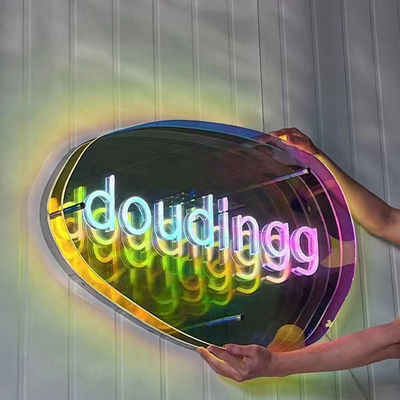 Multi Layer Mirror 3D Neon Sign Mirror with Custom Color Gradient LED Logo Perfect