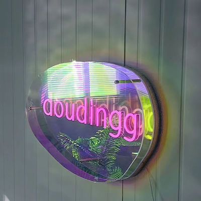 Multi Layer Mirror 3D Neon Sign Mirror with Custom Color Gradient LED Logo Perfect