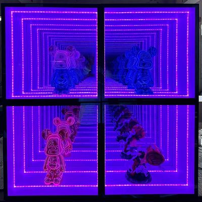 LED Luminous Infinity Mirror Display Cabinet for Furniture Wine Bar in Red White Blue