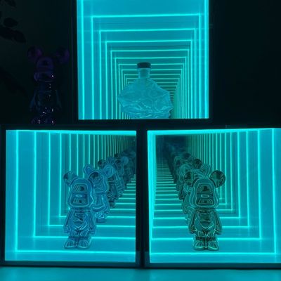 Customizable Purple Lego Wine Rack with LED Strip Light and Infinity Display Cabinet