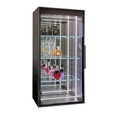 Elevate Your Living Room with Fashionable Glass Door LED Infinity Mirror Wine Cabinet
