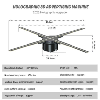 3D Holographic Advertising LED Fan with Wifi Control and Cutting-Edge Rotating Imaging