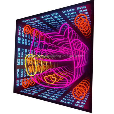 Affordable LED Neon Mirror Wall Art with Playful Touch and Other Light Source