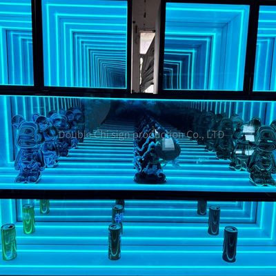 Customized Home Wine Cabinet Model Decorative Storage Wall Hanging Abyss Mirror Lighting Glass Cabinet