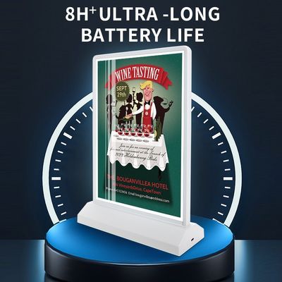 A4/A5 Rechargeable Acrylic Led Table Menu Display Holder with 8000K Color Temperature