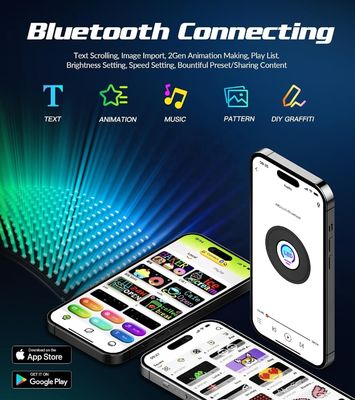 Rolling Pattern Animation Image Bluetooth App Control Panel Flexible LED Car Sign Display
