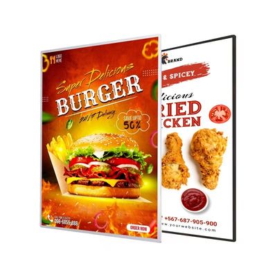 Indoor Magnetic Aluminum Frame LED Light Box for Movie Poster Advertising Black/Silve