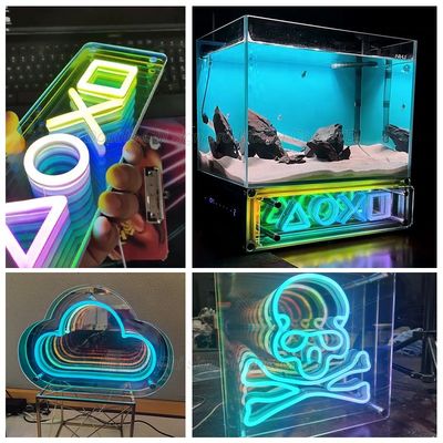 Store Infinity Effect Neon Sign with Custom 3D Abyss Infinity Mirror Advertisement