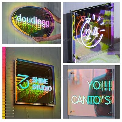 Store Infinity Effect Neon Sign with Custom 3D Abyss Infinity Mirror Advertisement