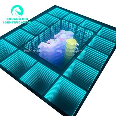 Indoor Outdoor Customization Technological Light and Shadow Infinity Floor Neon Mirror