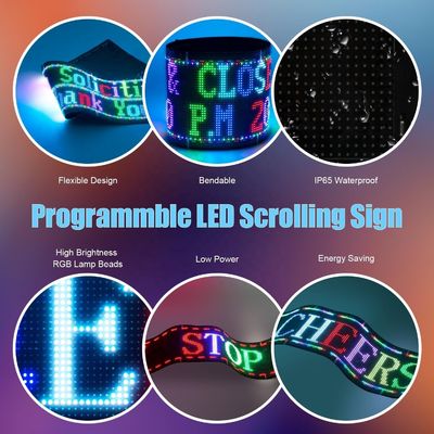 Flexible LED Display Matrix Panels HD Full Color APP Control Soft Rear Window Car Sign