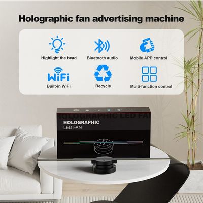 Indoor 3D Advertising Holographic Led Fan 45 cm Led Light Display with Cloud Control