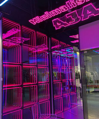 Custom LED Sign Animation with Holographic Fan 3D Infinity Mirror in Colorful Design