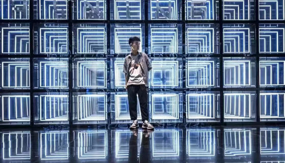 AC Power Supply Neno Lights Animated Logo Image Playback Remote Control Hologram Fan Infinity Mirror